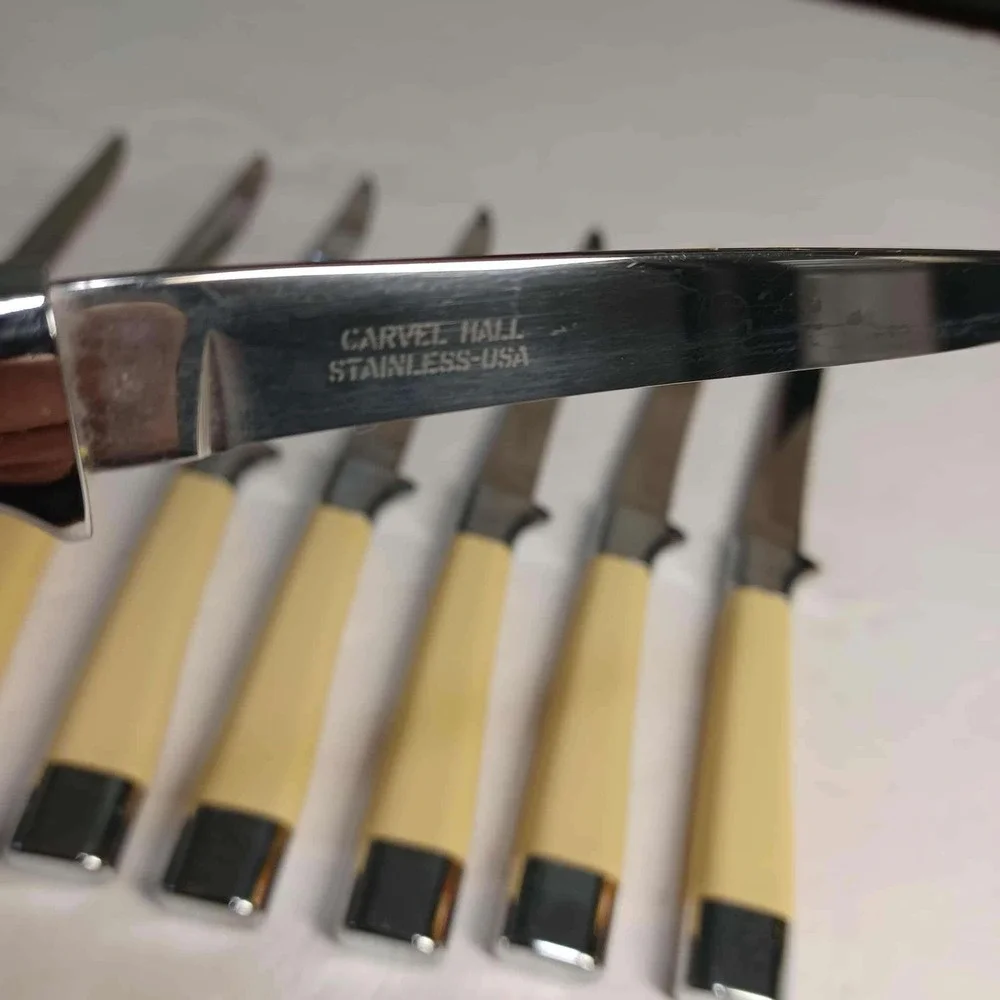 Vintage Carvel Hall Stainless‎ USA Steak Knives Set of 8 Dinner Knives MCM